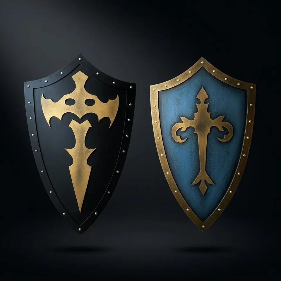 Handcrafted Medieval Knight Shield with Blue & Gold Crusader LARP