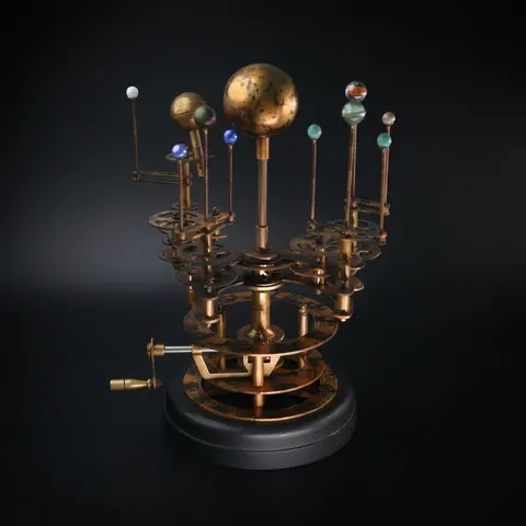 Brass Orrery with Semi-Precious Stone Planets, Museum view 1