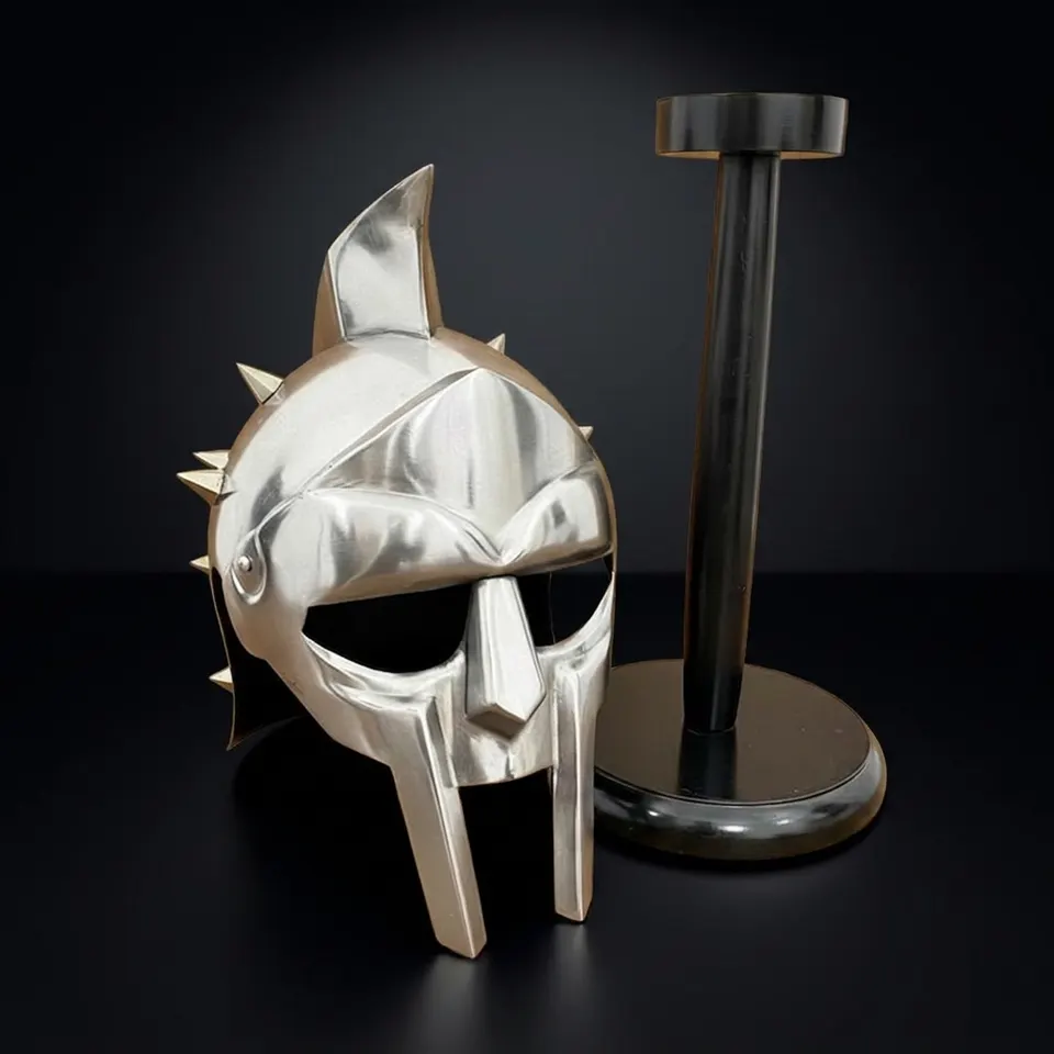 Black Gladiator Helmet with Display Stand