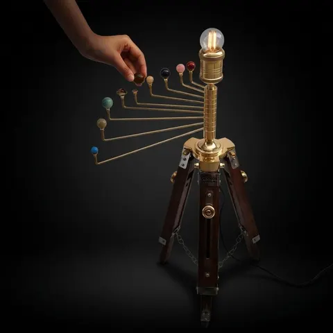 Planetarium Solar System on Rosewood Tripod Stand – Luxury Cosmos Gift view 1