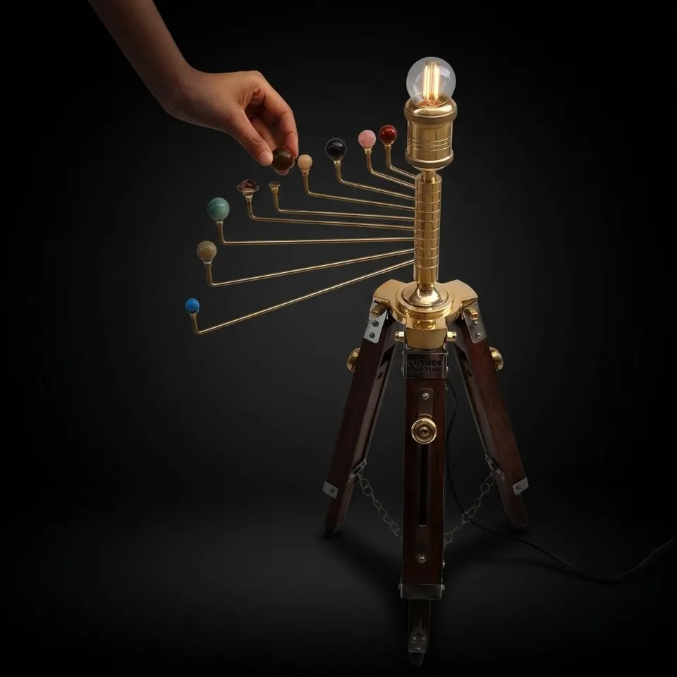 Planetarium Solar System on Rosewood Tripod Stand – Luxury Cosmos Gift