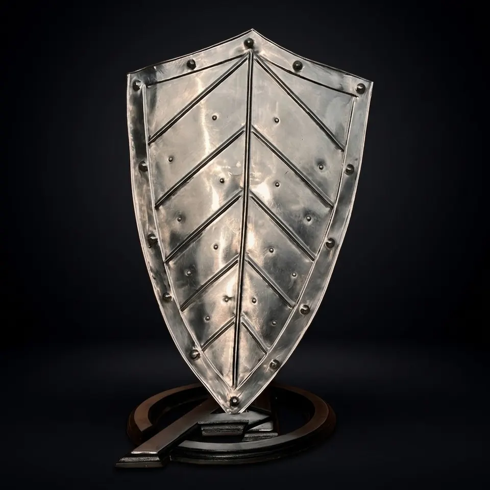 Medieval Knight Steel Heater Shield with Templar Battle view 1