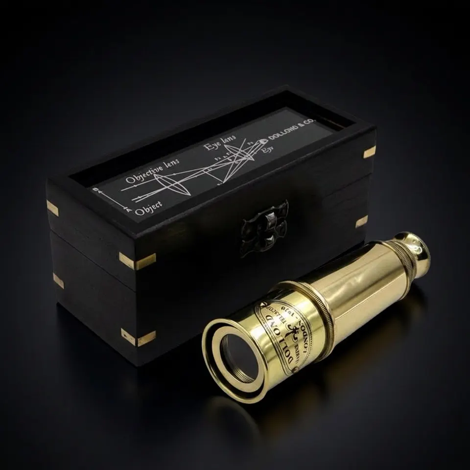 Brass Spyglass Telescope 16" with Wooden Box with Glass Cover