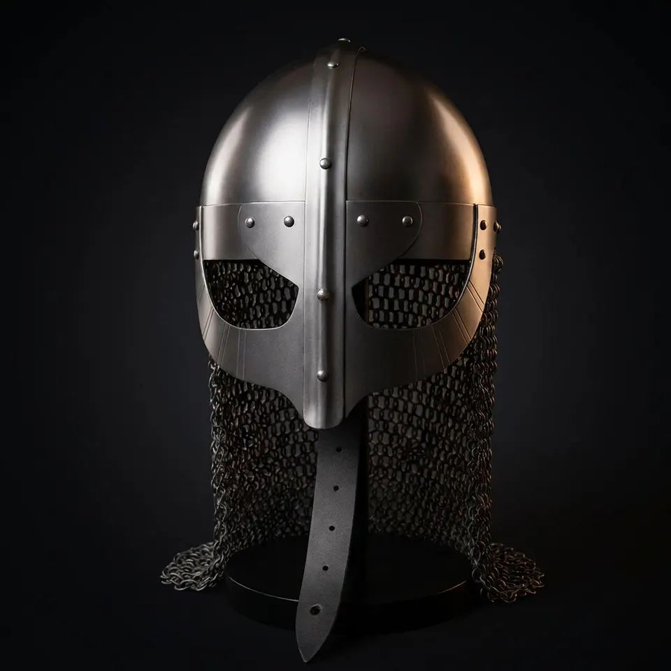 Viking Nasal Helmet with Chainmail Aventail — Norse