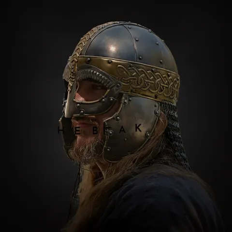 Viking Steel Helmet with Chainmail — LARP Display view 1