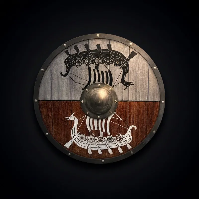 Medieval Viking Wooden Round Shield with Cosplay Wall Décor