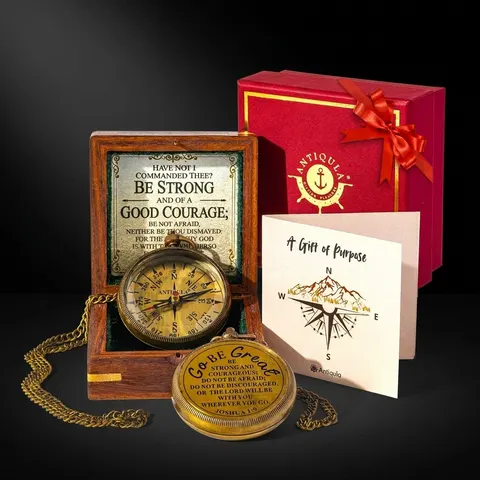 Motivational Compass, Wooden Box & Gift Box view 1