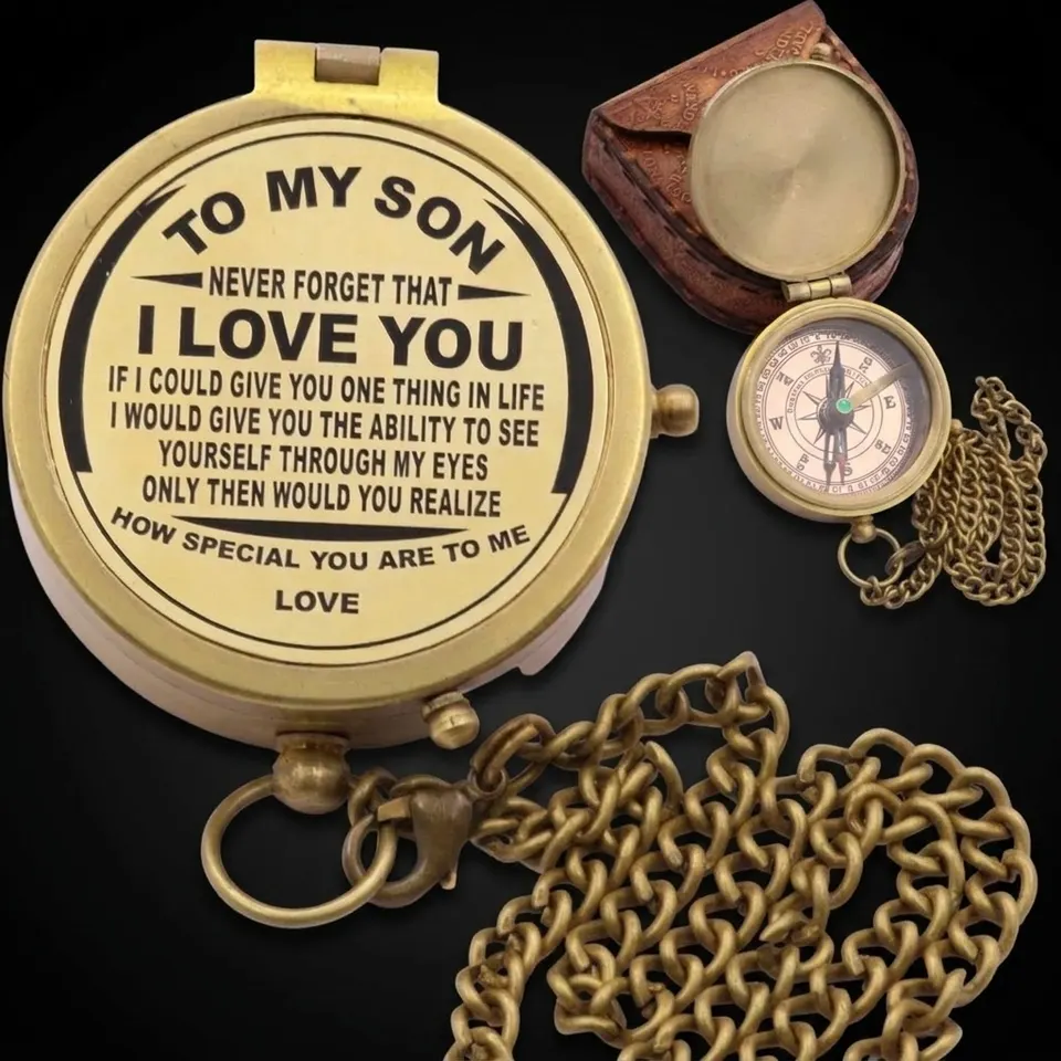 To My Son Compass, Leather Case