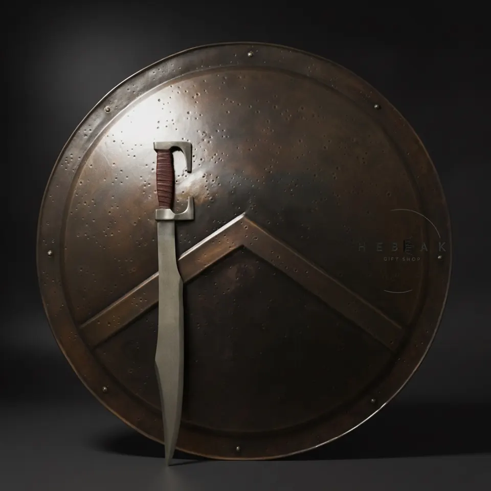 Spartan Style Decorative Shield Helmet — Large Display