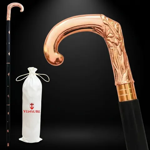 Copper Finish Brass Handle Walking Stick view 1