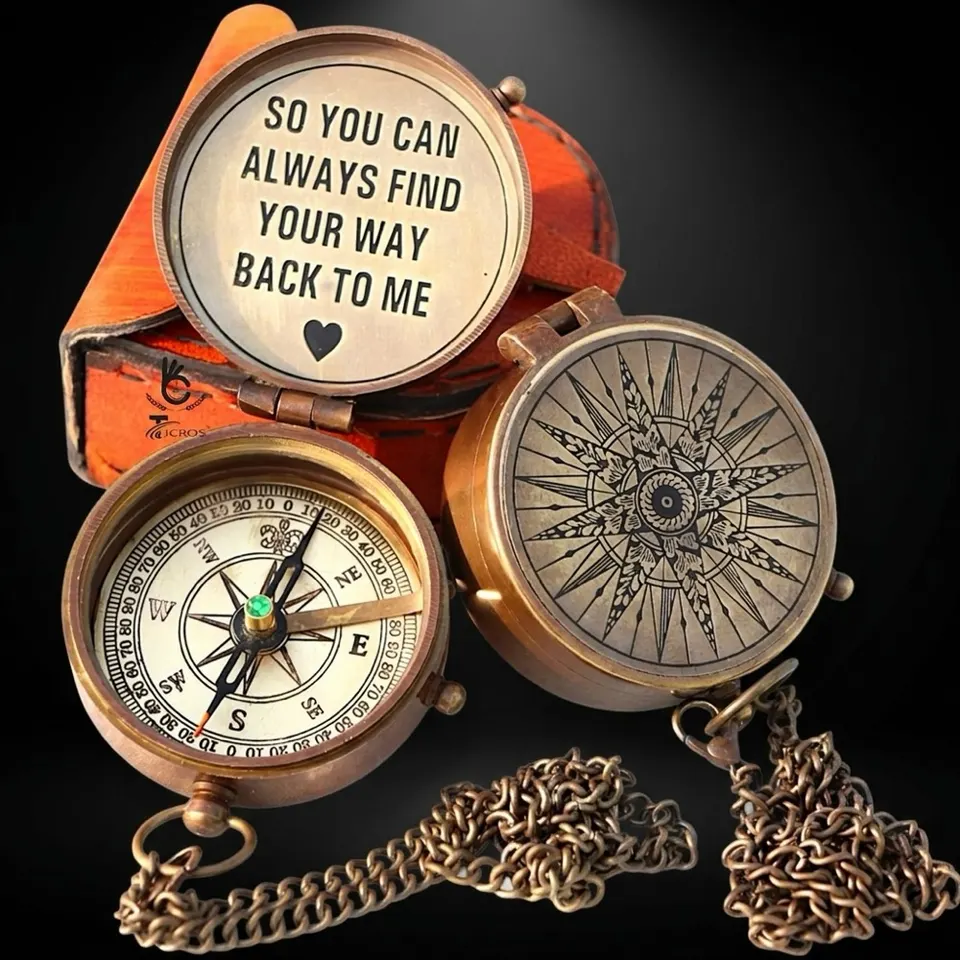 Find Your Way Back to Me Compass, Leather Case