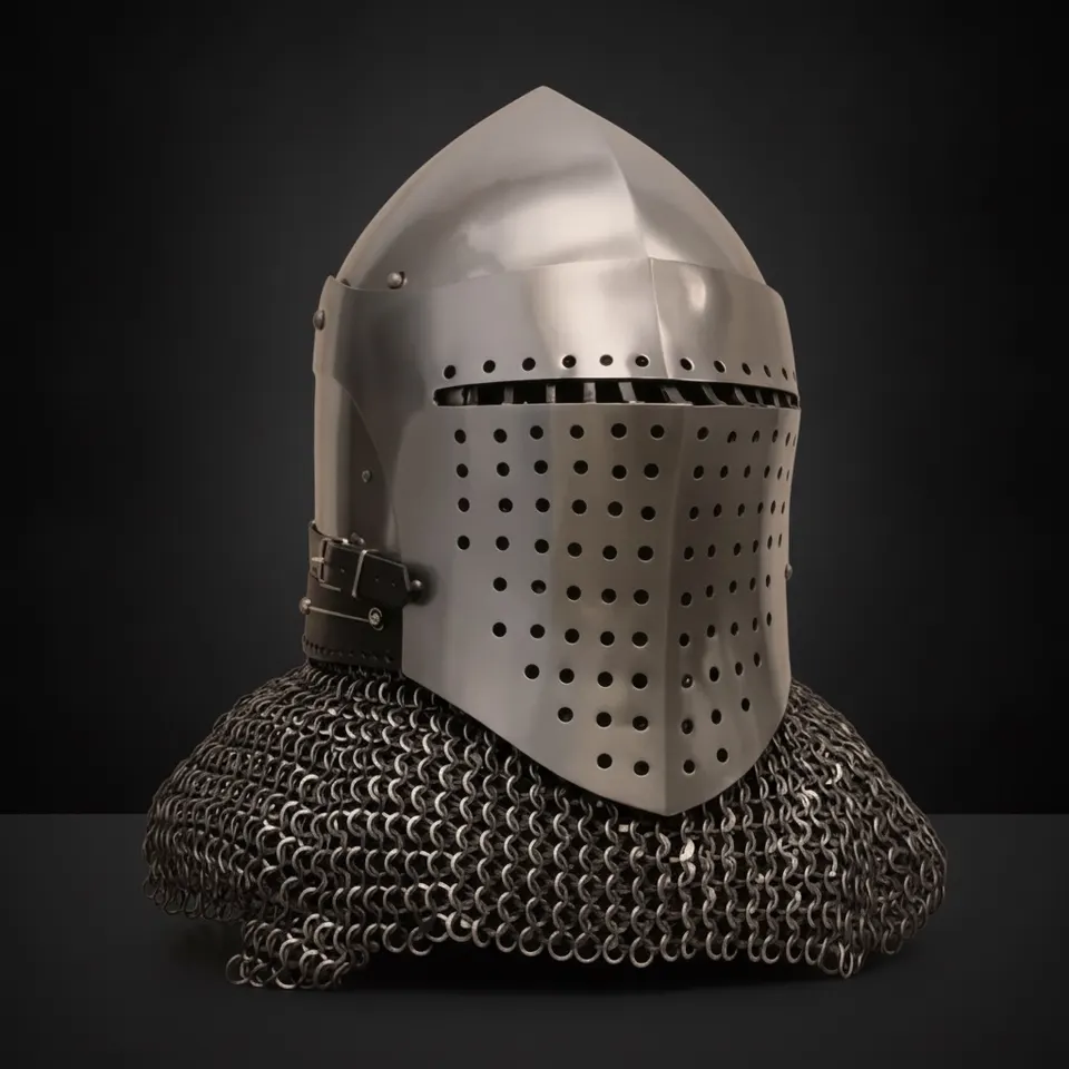 Crusader Knight Great Helm — Steel Chainmail
