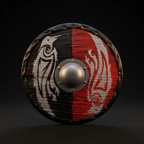 Viking Round Wooden Shield with Ragnar Battle Ready Wall Décor view 1