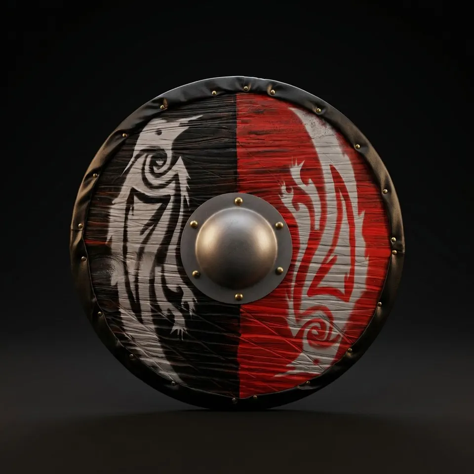 Viking Round Wooden Shield with Ragnar Battle Ready Wall Décor