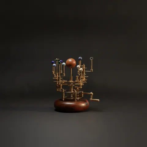 Brass Solar System Orrery, Shelf Display view 1
