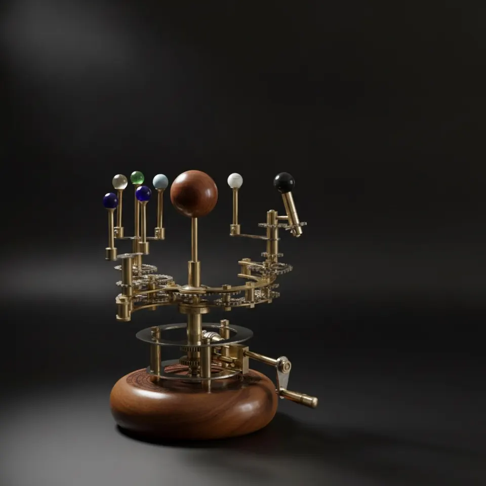 Brass Solar System Orrery, Shelf Display