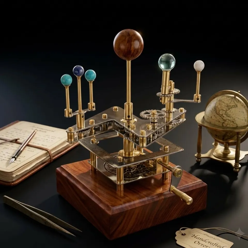 Brass Solar System Orrery, Shelf Display