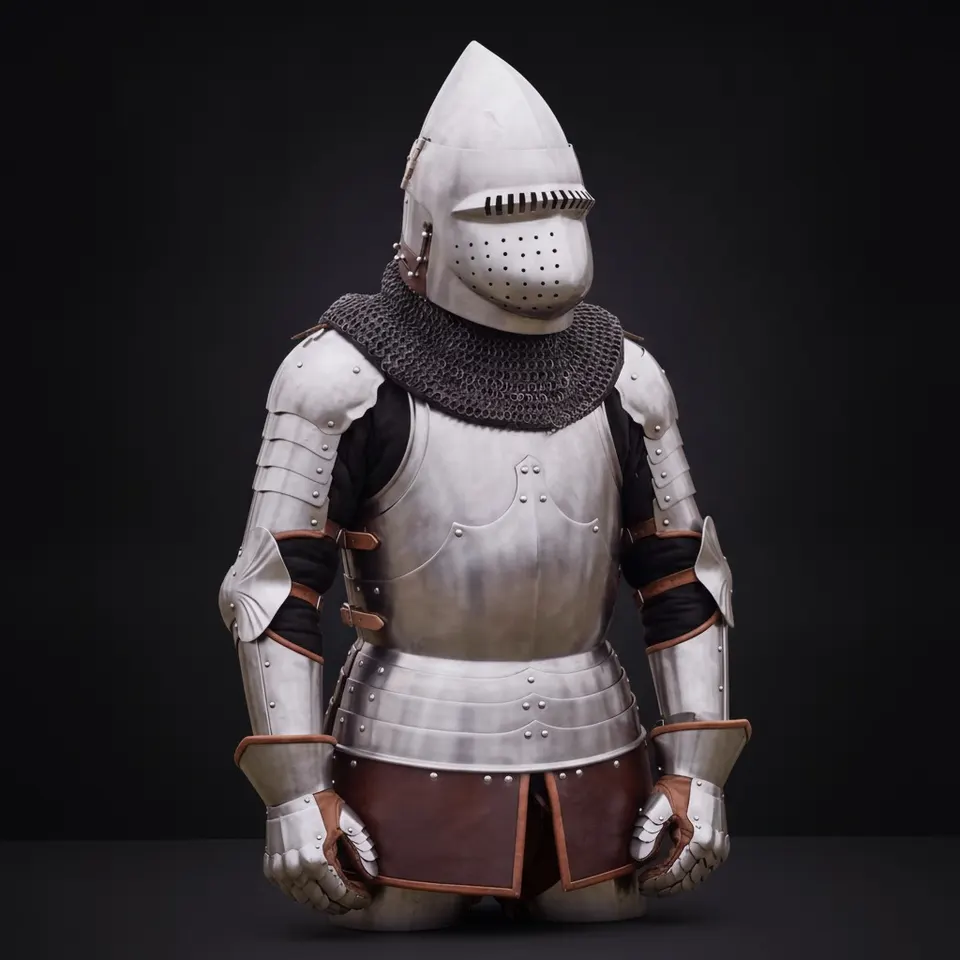 Buhurt Knight Armor with Hounskull Helmet and SCA Steel Suit view 1