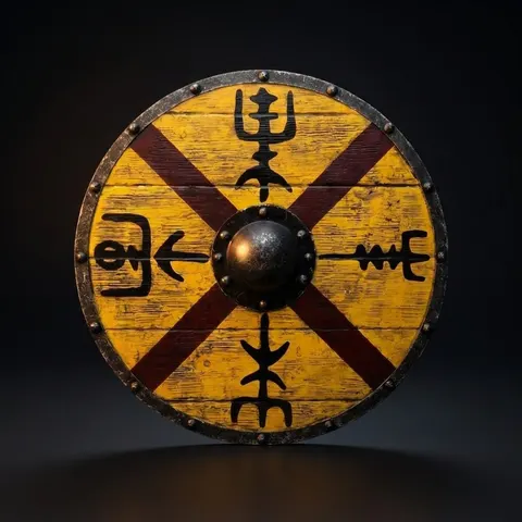 Handmade Viking Shield with Battleworn Norse Style view 1