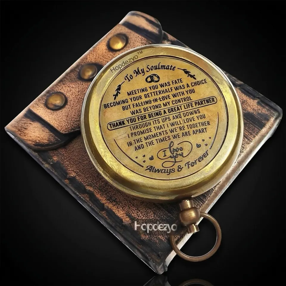 To My Soulmate Compass, Leather Case