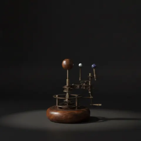 Brass Solar System Orrery, Shelf Display view 1
