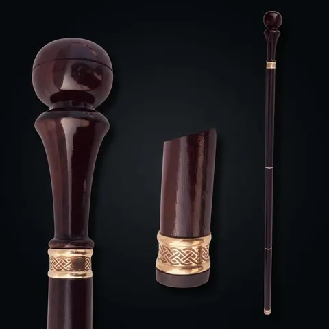 Premium Curved Handle Rosewood Walking Stick view 1