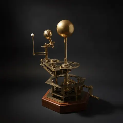 Brass Orrery with Semi-Precious Stone Planets, Museum view 1