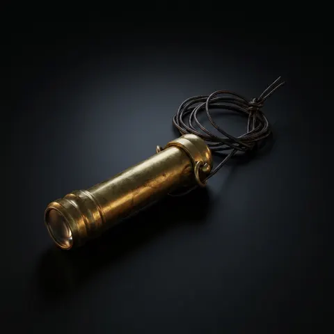 Miniature Brass Kaleidoscope Pendant with Leather Cord view 1