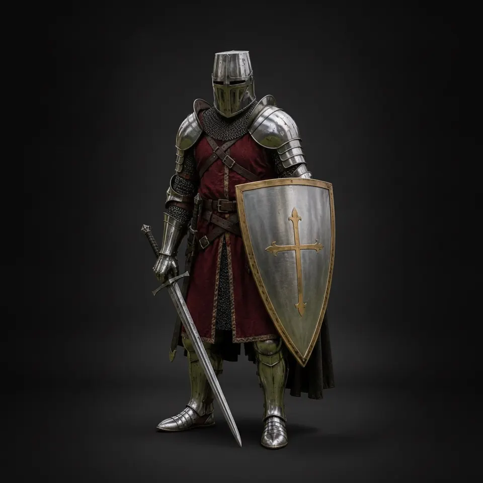 Templar Knight Armor Suit with Crusader Steel Gothic LARP Costume