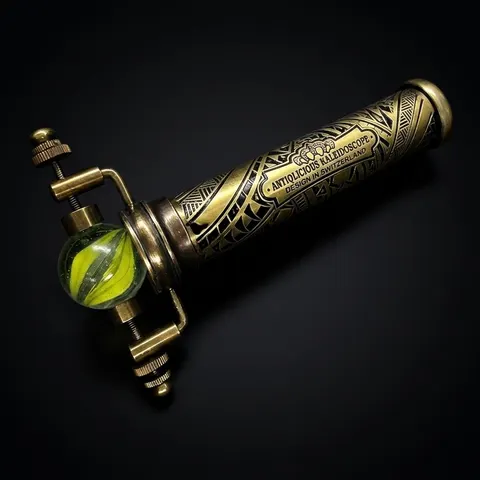 Brass Kaleidoscope with Twisting Glass Ball Eyepiece view 1