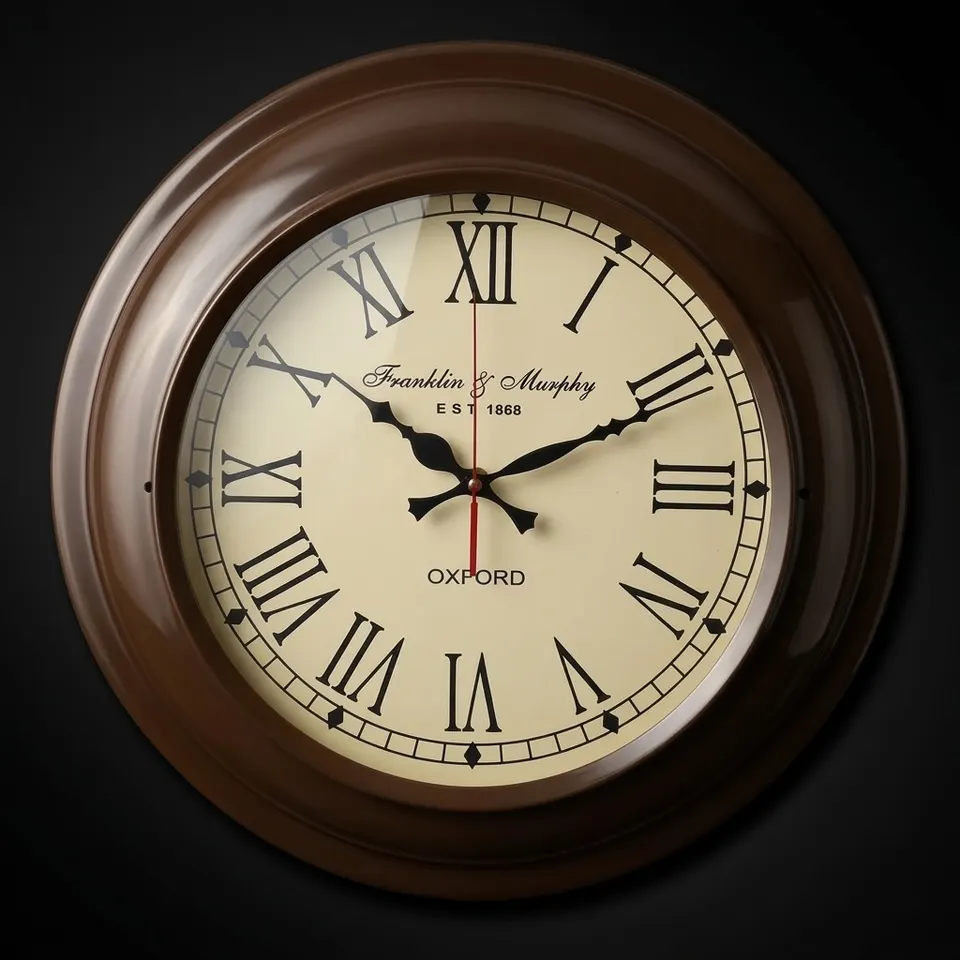 Large Silent Brass Wall Clock Roman Numeral