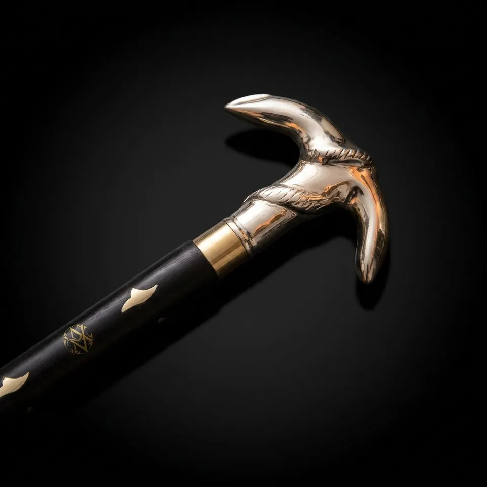 Chrome Anchor and Rope Handle Walking Stick