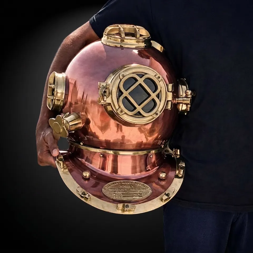 Mark V Diving Helmet with Copper Finish and Nickel Plated Brass Base