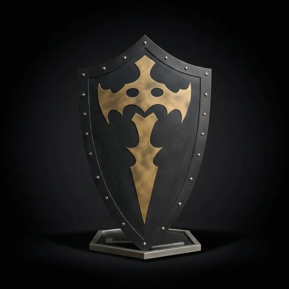 Handmade Wooden Knight Templar Shield with Bat-Inspired view 1