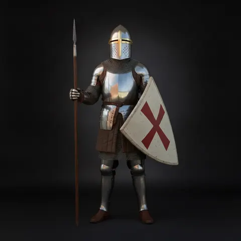 Handmade Medieval Crusader Knight Full Armor Set with Steel Templar view 1