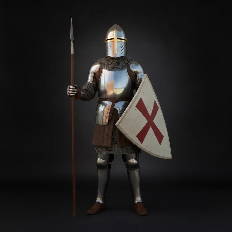 Handmade Medieval Crusader Knight Full Armor Set with Steel Templar