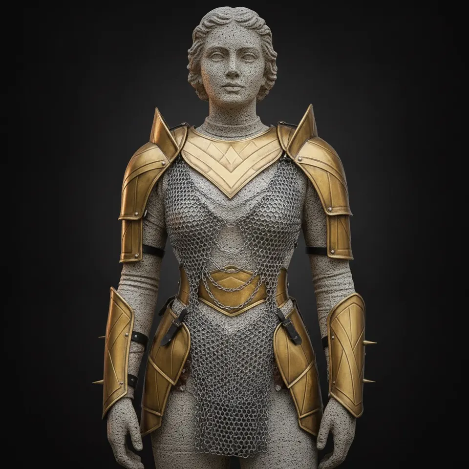 Medieval Female Knight Armor with Chainmail for LARP and Ren Faire Costume