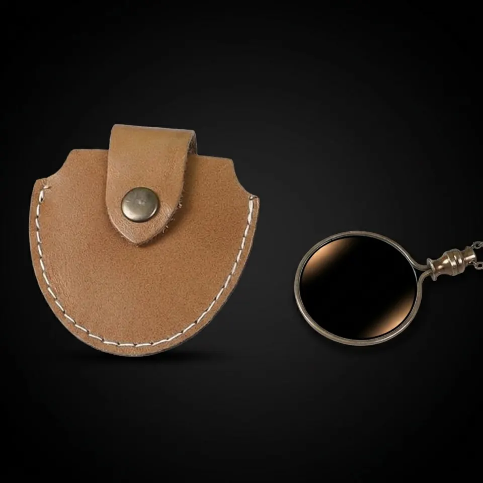 Brass Pendant Magnifier 1" with Soft Light Brown PU Leather Case view 1