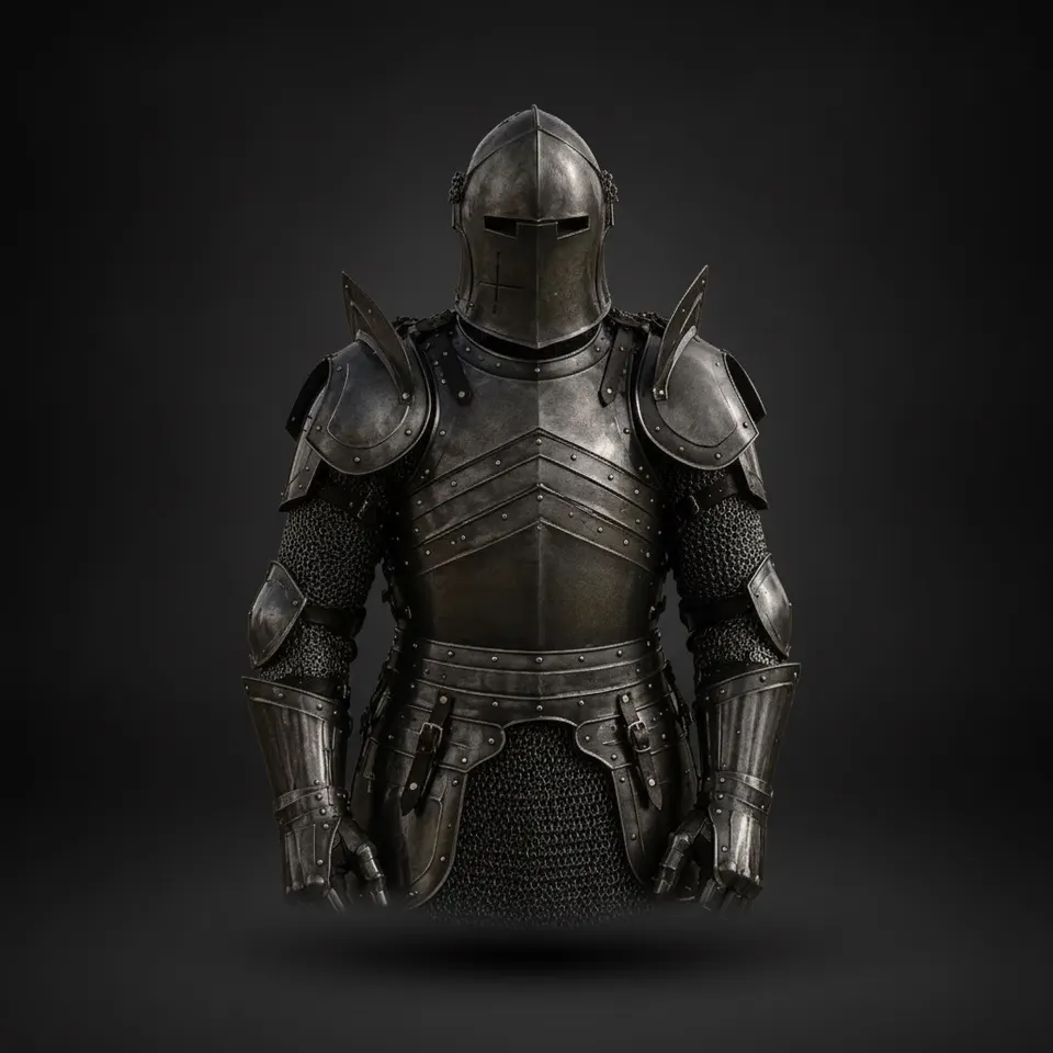Barbuta Knight Armor Suit with Undercloth for Gothic Wearable Cosplay view 1