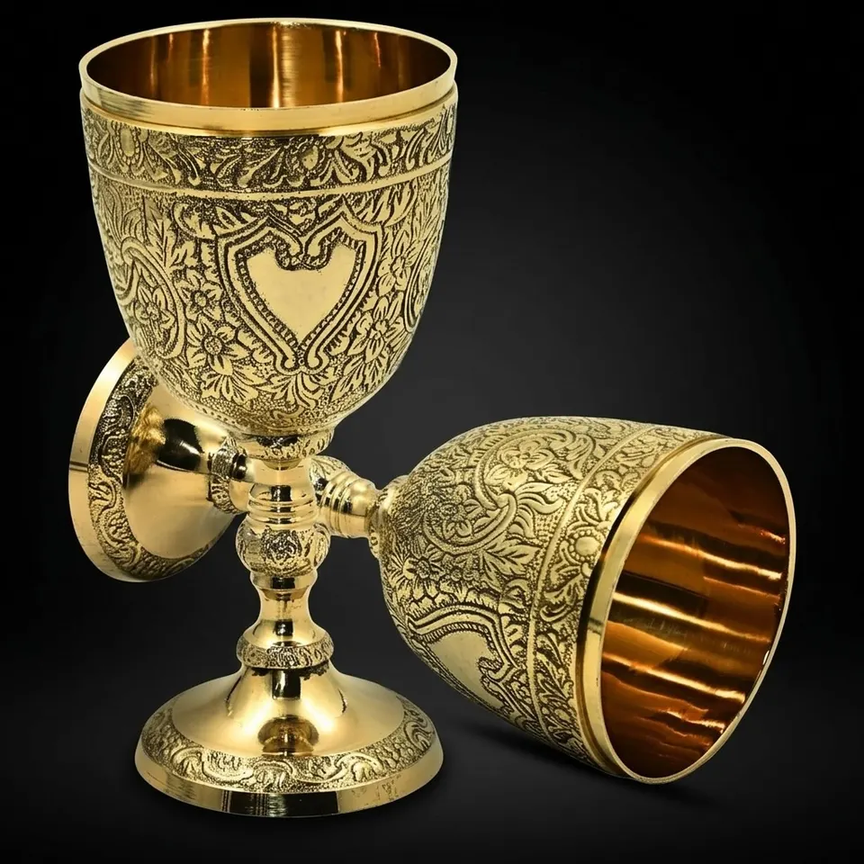Brass Chalice Goblet with Gothic Renaissance Design