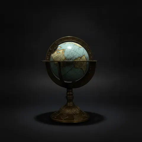 Brass Armillary Sphere with Brass Floral Base view 1