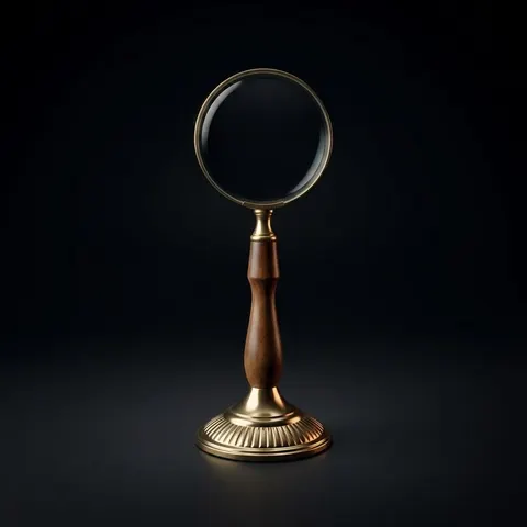 Brass and Wood Tabletop Magnifier 3.5" on Wooden Stand view 1