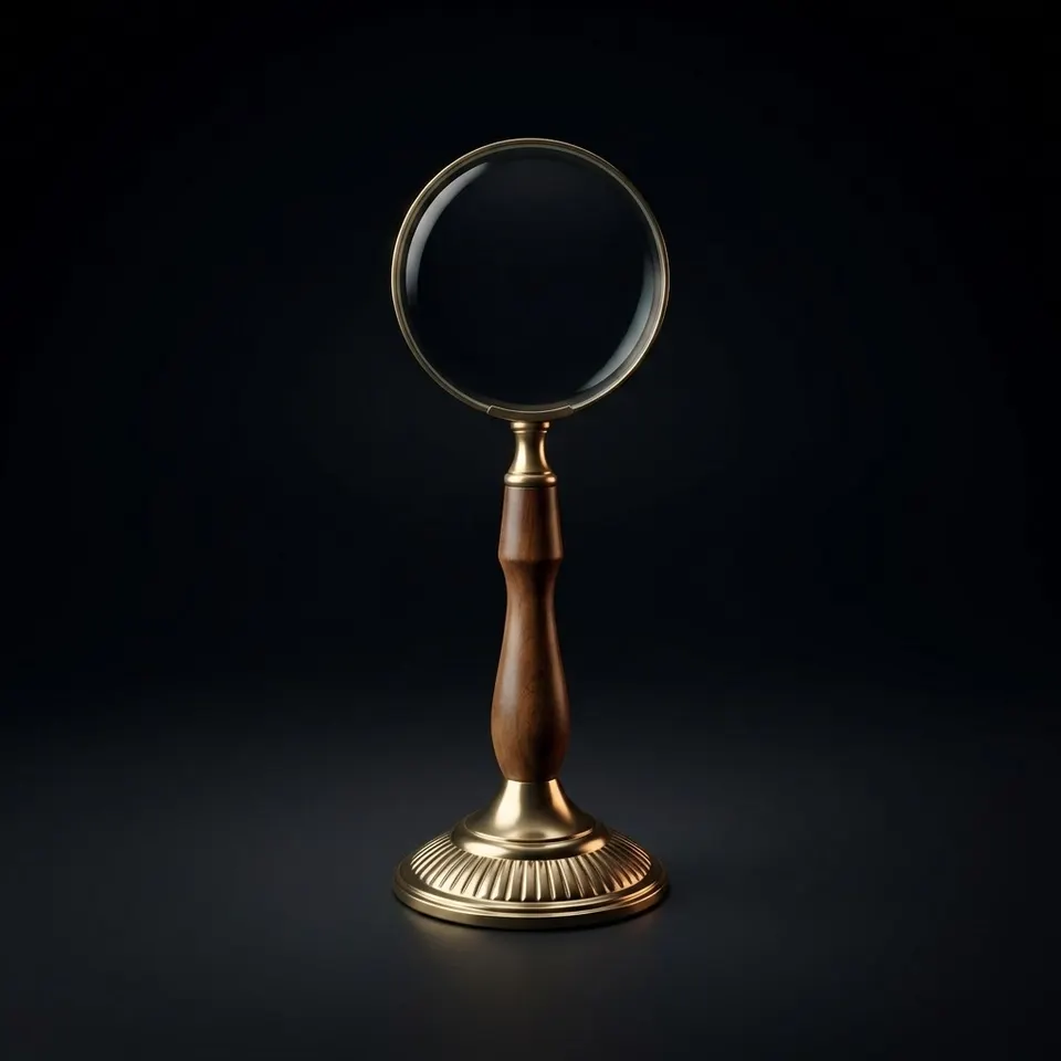 Brass and Wood Tabletop Magnifier 3.5" on Wooden Stand