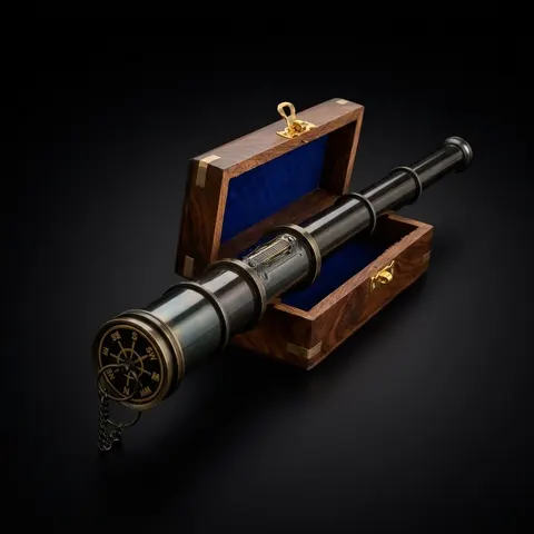 Brass Spyglass Telescope 17" with Wooden Box view 1