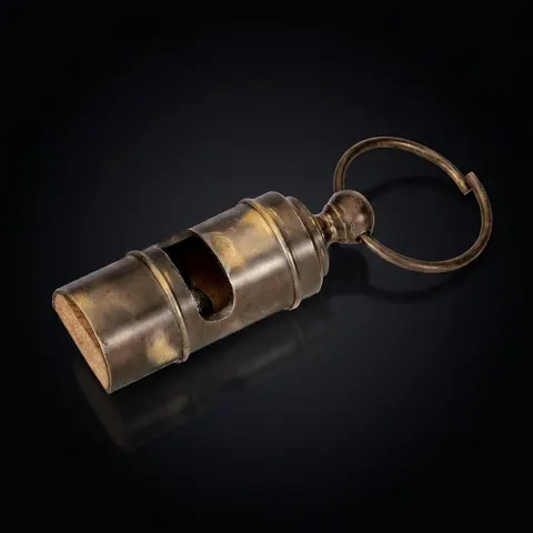 Solid Brass Titanic Whistle Ornament Keychain view 1