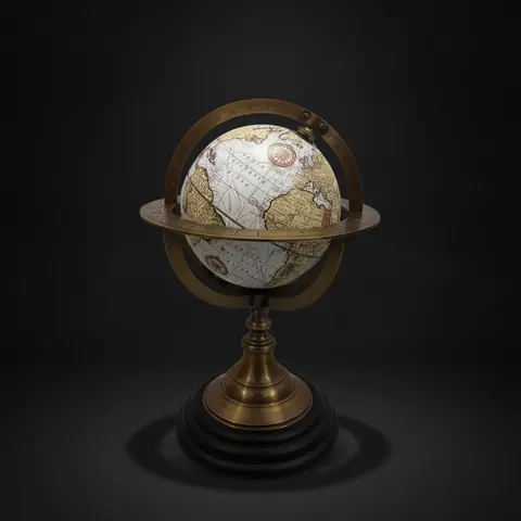 Handmade Brass Armillary Sphere Globe with Black Wooden Base view 1