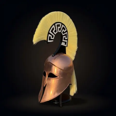 Greek Corinthian Helmet — Bronze Spartan Horsehair Crest view 1