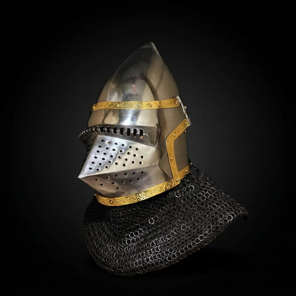 Bascinet Pig Face Helmet — Viking Knight Chainmail