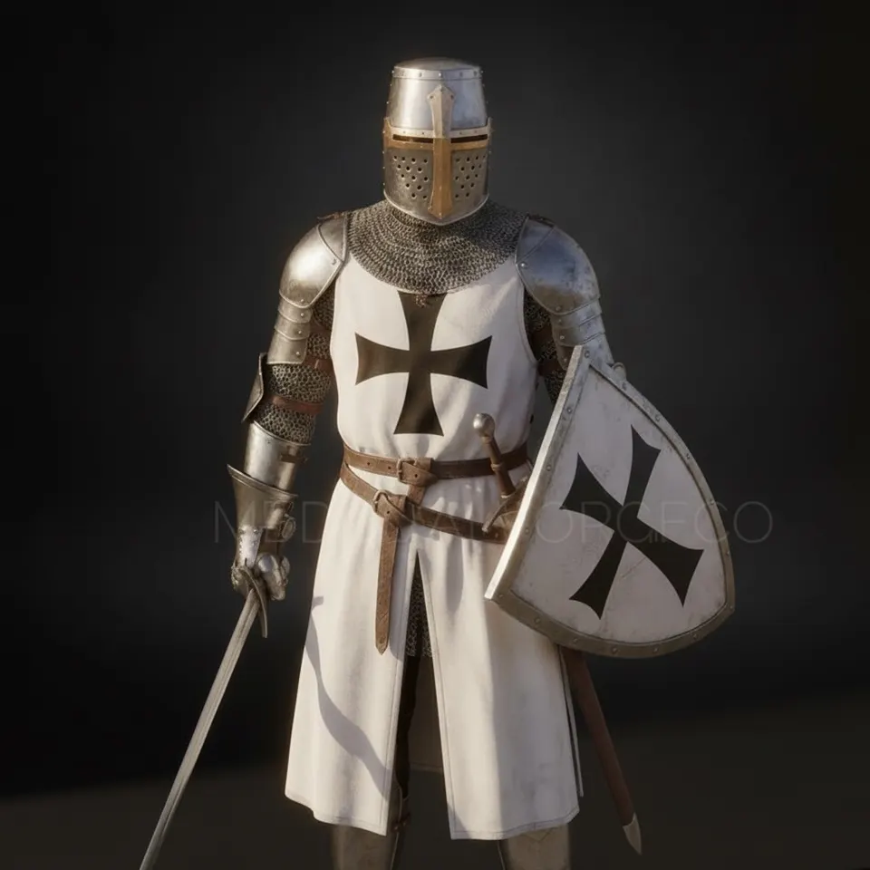 Iron Templar Crusader Armor Set with Handmade Steel and Chainmail