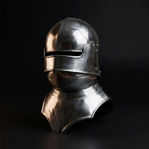 Gothic Sallet Helmet with Bevor and Visor view 1